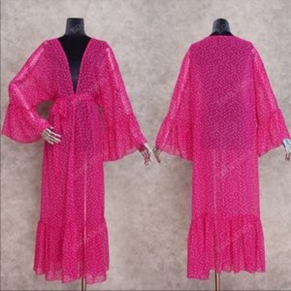 Pink Boho Ruffled Kimono OS - Picture 3 of 3